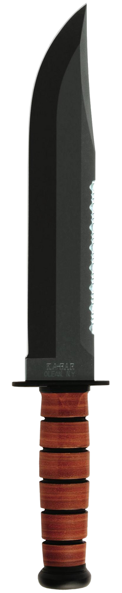 Ka-Bar 2217 Big Brother 9.38" Fixed Clip Point Part Serrated 1095 Cro-Van Brown Leather Handle