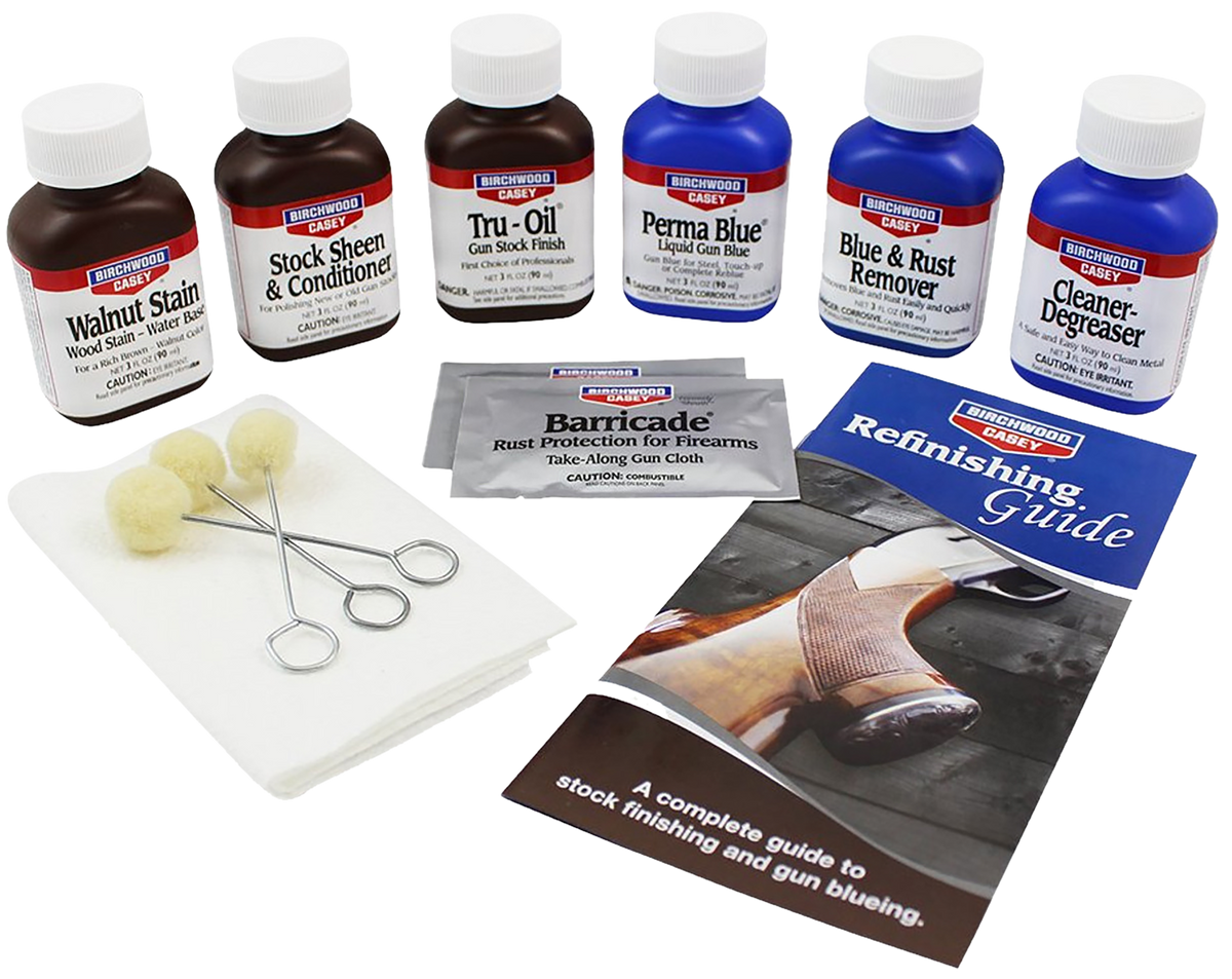 Birchwood Casey 20001 Deluxe Perma Blue & Tru-Oil Gun Stock Finishing Kit - 15-Piece