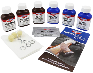 Birchwood Casey 20001 Deluxe Perma Blue & Tru-Oil Gun Stock Finishing Kit - 15-Piece