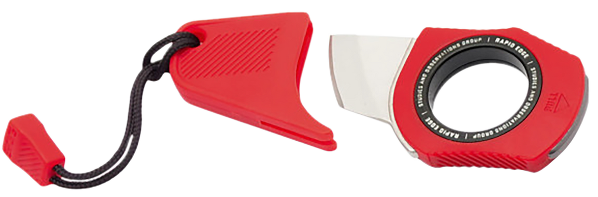 S.O.G Rapid Rescue Fixed Blade 3Cr13 Stonewashed Seatbelt Cutter - Rescue Red GRN Handle