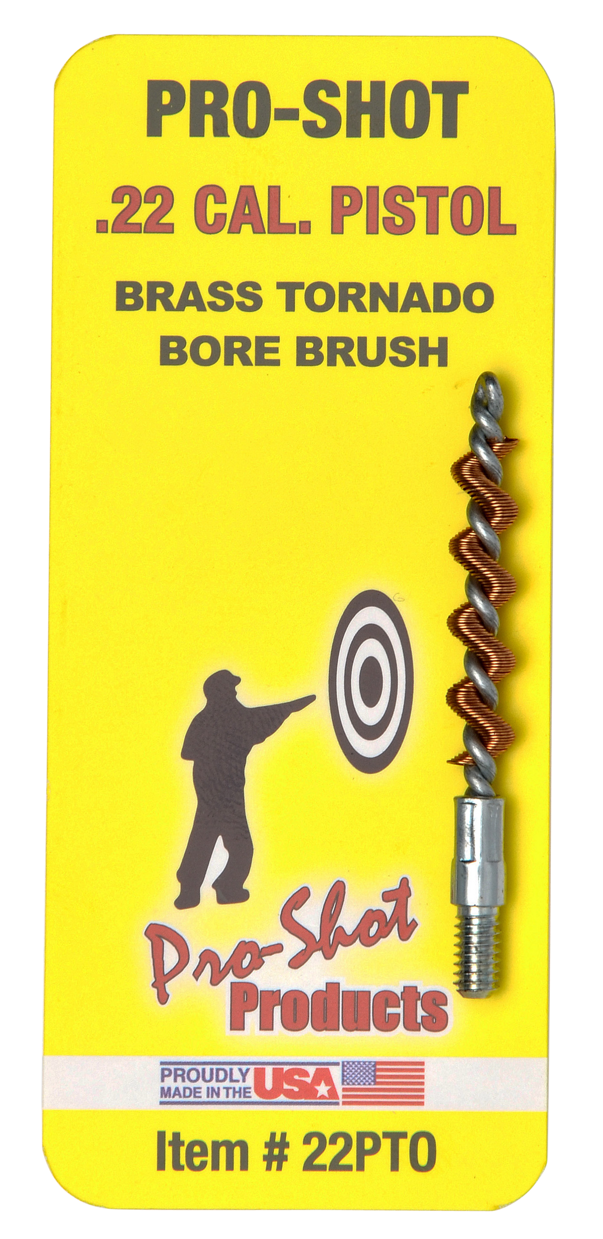 Pro-Shot 22PTO Tornado Bore Brush .22 Cal Pistol #8-32 Thread Brass Spiral Wound Loop