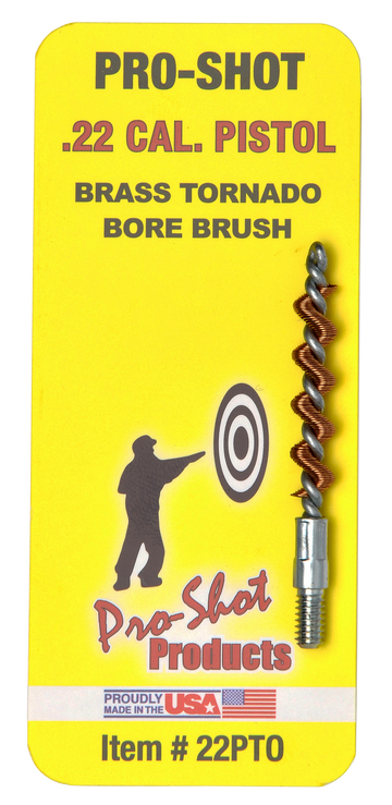 Pro-Shot 22PTO Tornado Bore Brush .22 Cal Pistol #8-32 Thread Brass Spiral Wound Loop