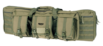 RUKX Gear Tactical Double Gun Case 42" Green 600D Polyester - Holds 2 Rifles