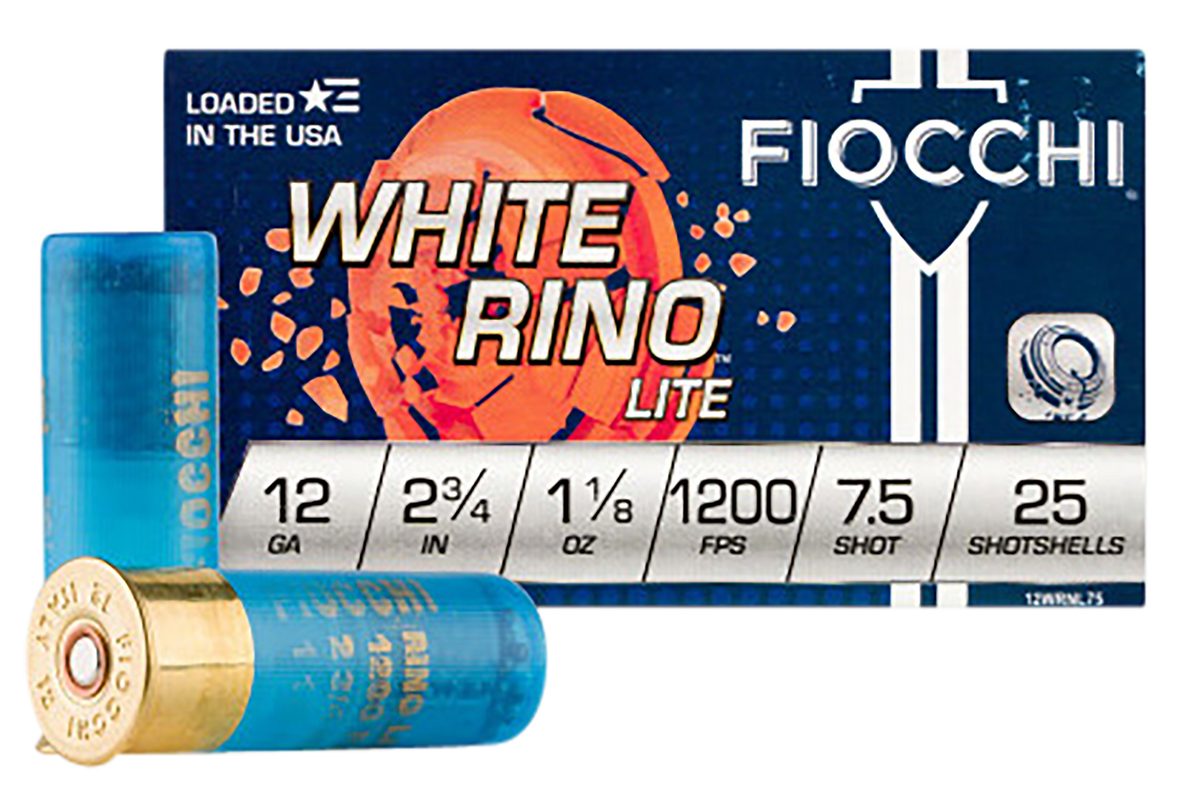 Fiocchi Exacta Target White Rino Lite 12 Gauge 2.75" 1 1/8 oz 7.5 Shot 25 Rd - Box or Case