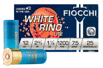 Fiocchi Exacta Target White Rino Lite 12 Gauge 2.75" 1 1/8 oz 7.5 Shot 25 Rd - Box or Case