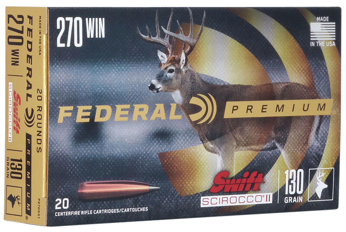 Federal Premium 270 Win 130gr Swift Scirocco II 20rd - Box or Case
