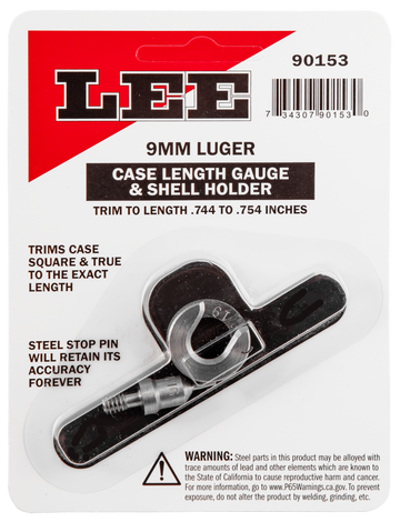 Lee 90153 Case Length Gauge 9mm Luger Steel w/ Shell Holder