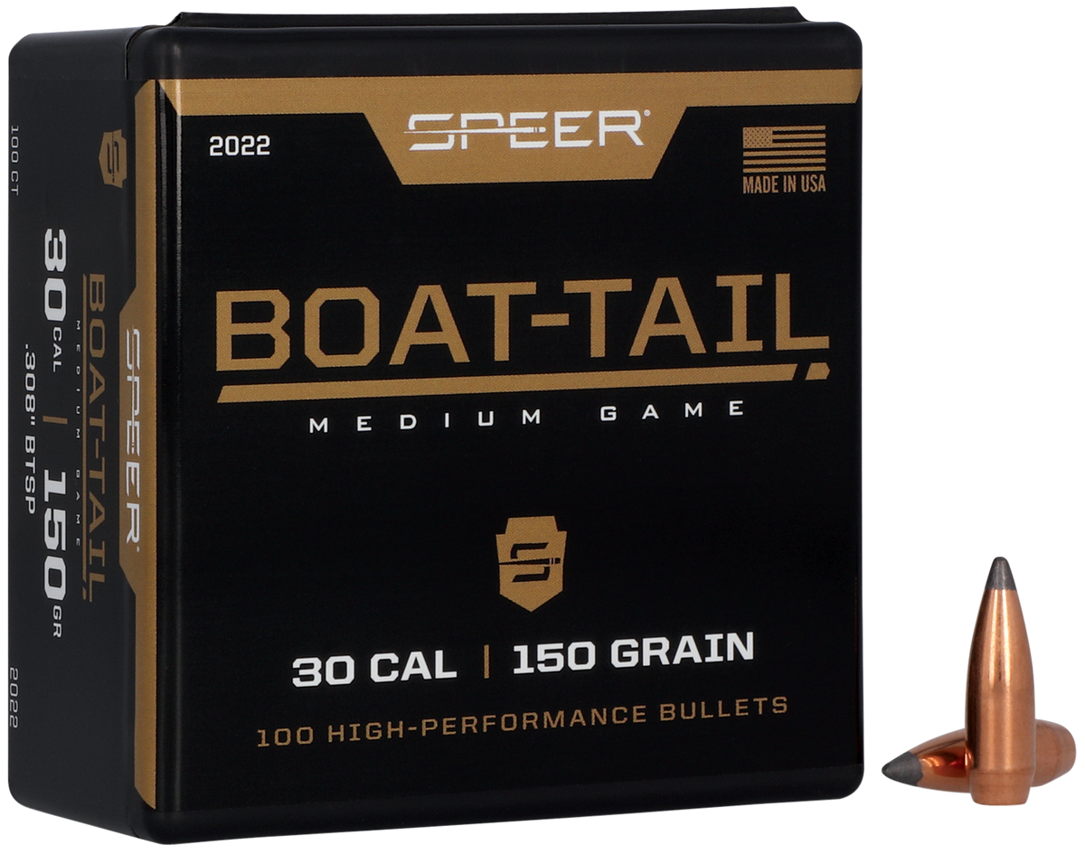 Speer Ammo 2022 Boat-Tail 30 Cal .308 150gr Jacketed Soft Point - 100/Box