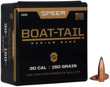 Speer Ammo 2022 Boat-Tail 30 Cal .308 150gr Jacketed Soft Point - 100/Box