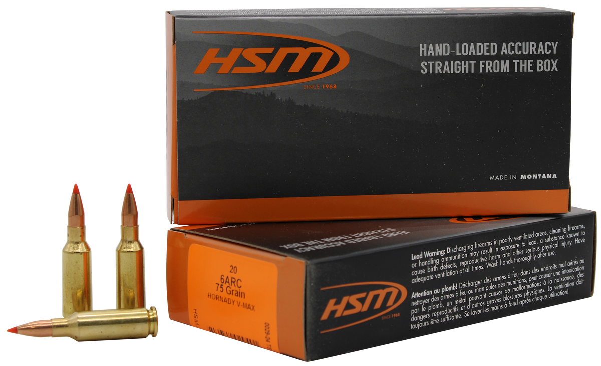 HSM V-Max 6mm ARC 75gr Jacket Hollow Point 20 Rd - Box or Case