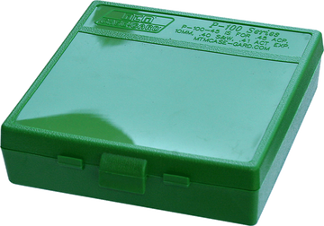 MTM Case-Gard P-100 45 ACP/10mm 100-Rd Flip-Top Pistol Ammo Box - Green Polypropylene
