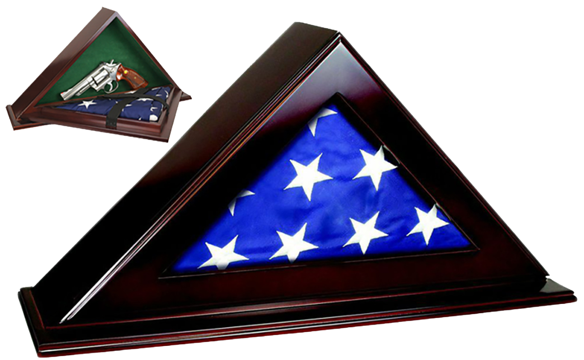 Peace Keeper PFC Patriot Flag Case Mahogany Stain Wood Concealment - Holds 1 Handgun
