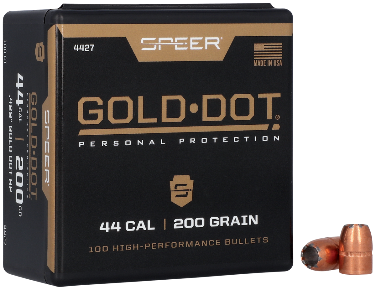Speer Ammo 4427 Gold Dot Personal Protection 44 Cal 200gr Hollow Point Reloading Bullets - 50/Box