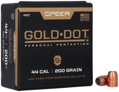 Speer Ammo 4427 Gold Dot Personal Protection 44 Cal 200gr Hollow Point Reloading Bullets - 50/Box