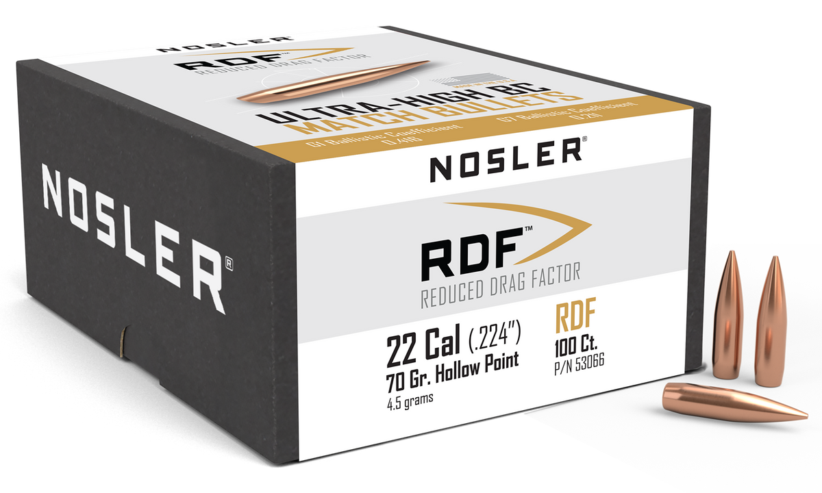 Nosler RDF Match 22 Cal .224 70 gr Hollow Point Boat Tail - 100/Box