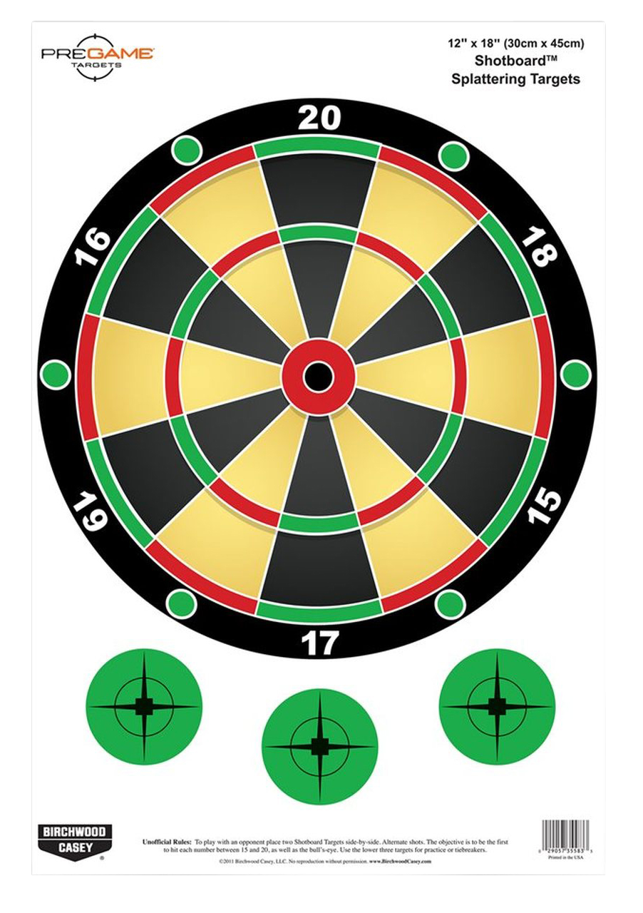 Birchwood Casey Pregame Shotboard Hanging Paper Target 12 x 18 Multi-Color 100 Per Pack