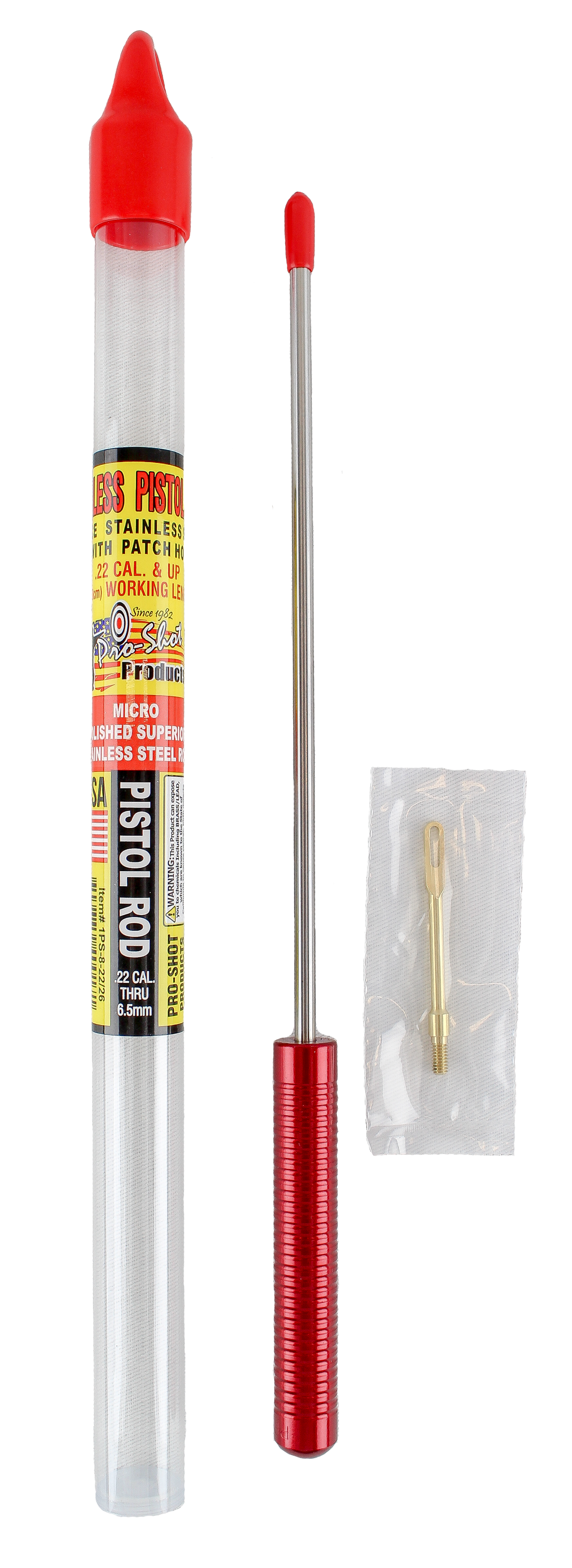Pro-Shot Micro-Polished 8" Pistol Cleaning Rod .22 Cal & Up Stainless Steel