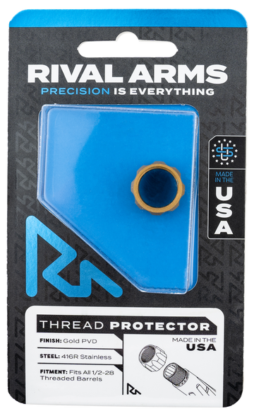 Rival Arms Thread Protector 9mm Luger 1/2"-28 Gold PVD 416R Stainless Steel