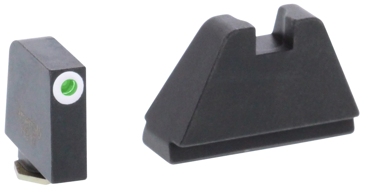 Ameriglo GL482 Optic Compatible Sight Set for Glock 5XL Tall - Green Tritium White Outline Front / Flat Black Rear