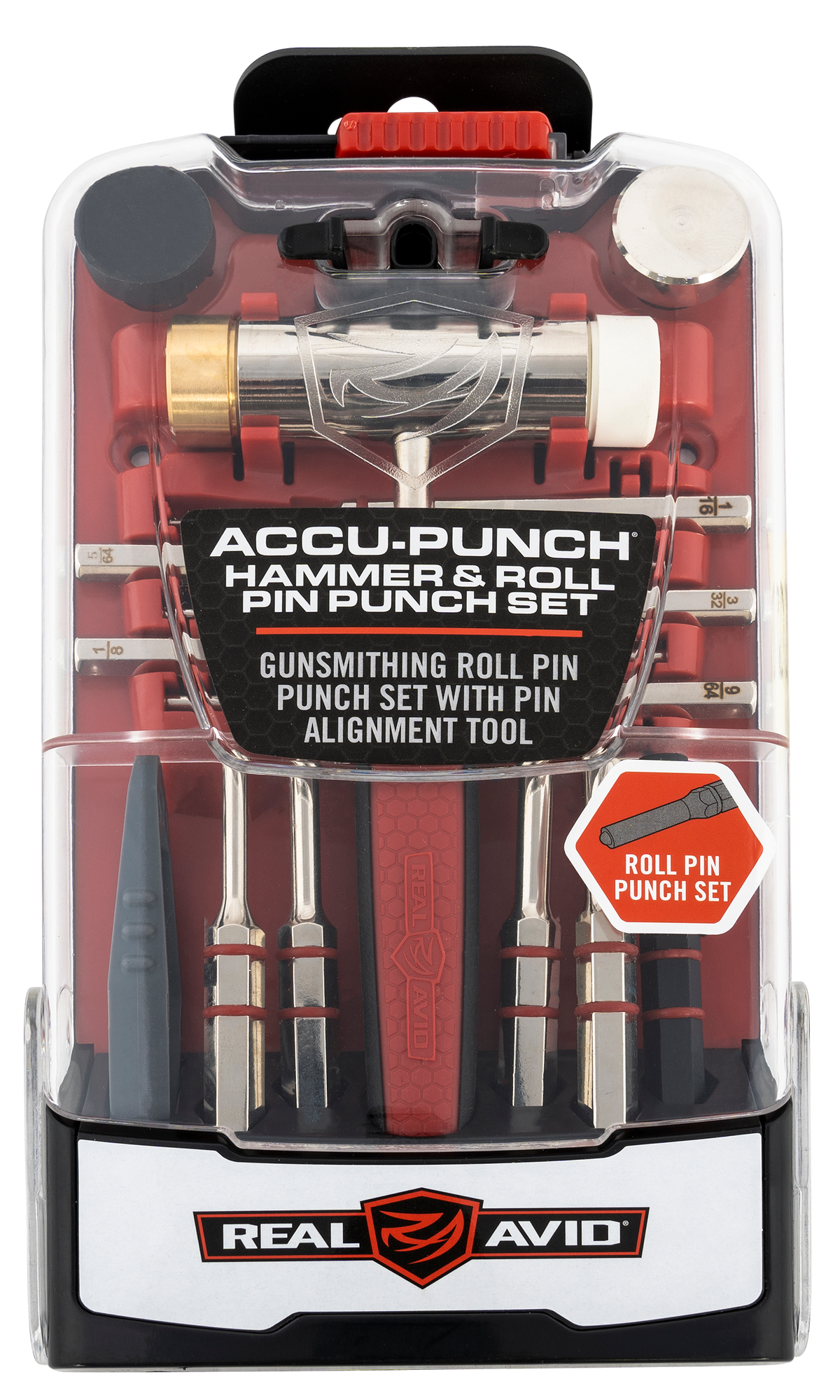 Real Avid Accu-Punch Hammer & Roll Pin Punch Set - Black/Red