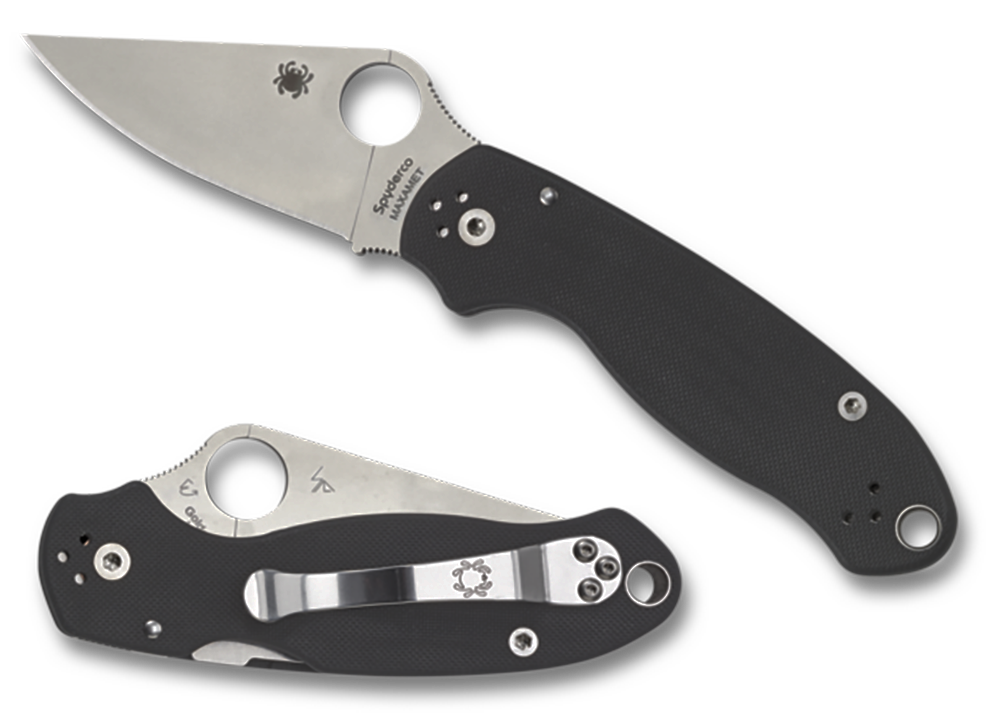 Spyderco Para 3 2.95" Clip Point Plain Edge Satin CPM S45VN Black G10 Folding Knife