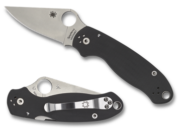 Spyderco Para 3 2.95" Clip Point Plain Edge Satin CPM S45VN Black G10 Folding Knife