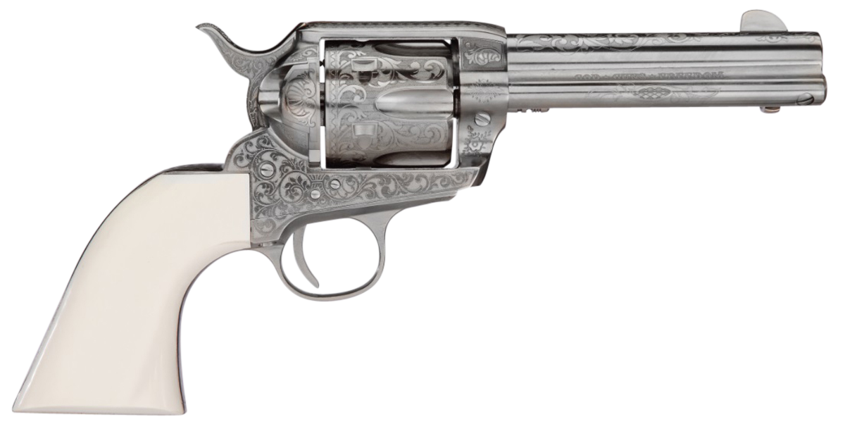 Taylors and Company 1873 Cattleman Outlaw Legacy 357 Mag 4.75" 6-Rd SAO Revolver - Nickel Engraved