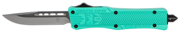 CobraTec Knives CTK-1 Small 2.75" OTF Drop Point Plain D2 Steel Tiffany Blue Aluminum Handle