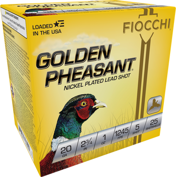 Fiocchi Golden Pheasant Extrema 20 Gauge 2.75" 1oz #5 Shot 25 Rd - Box or Case