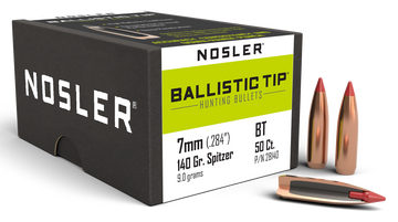 Nosler Ballistic Tip Hunting 7mm .284 140gr Spitzer Reloading Bullets - 50/Box