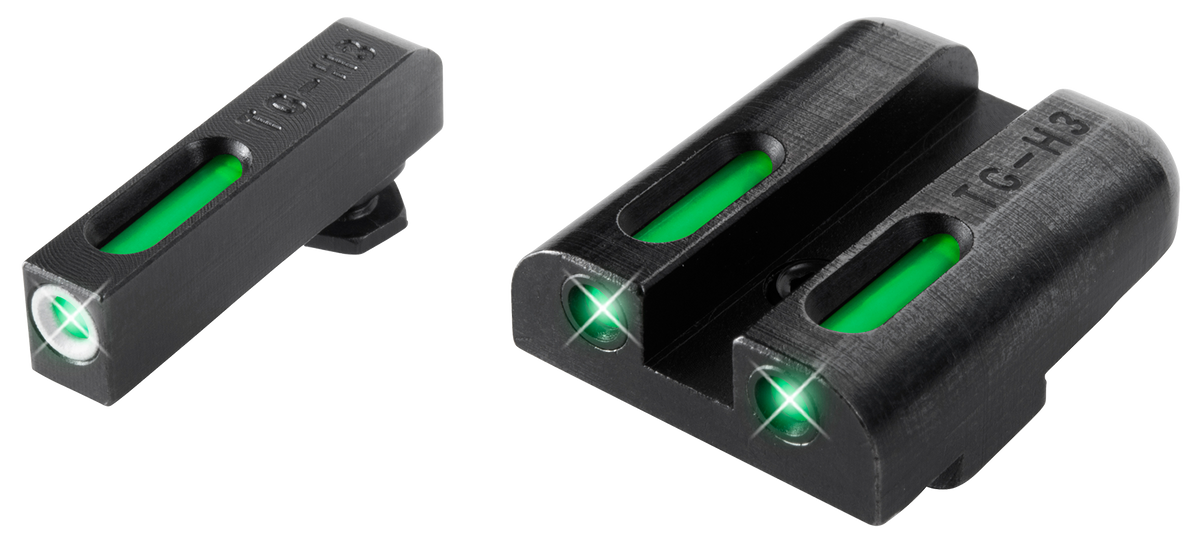 TruGlo TFX Glock Low Tritium Fiber Optic Night Sight Set - Green/White Outline Front/Green Rear - Black Nitride Fortress Frame