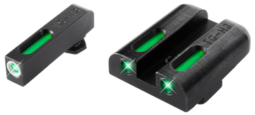 TruGlo TFX Glock Low Tritium Fiber Optic Night Sight Set - Green/White Outline Front/Green Rear - Black Nitride Fortress Frame