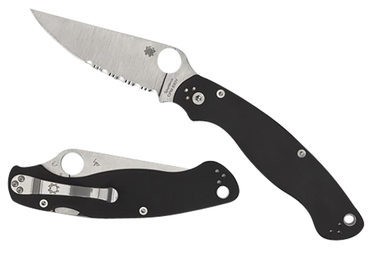 Spyderco Military 2 4" CPM S30V Stonewashed Plain Edge Black G10 Folding Knife