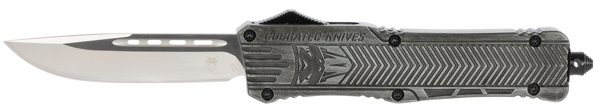 CobraTec CTK-1 Large 3.75" OTF Drop Point Plain D2 Steel Stonewashed Aluminum Handle