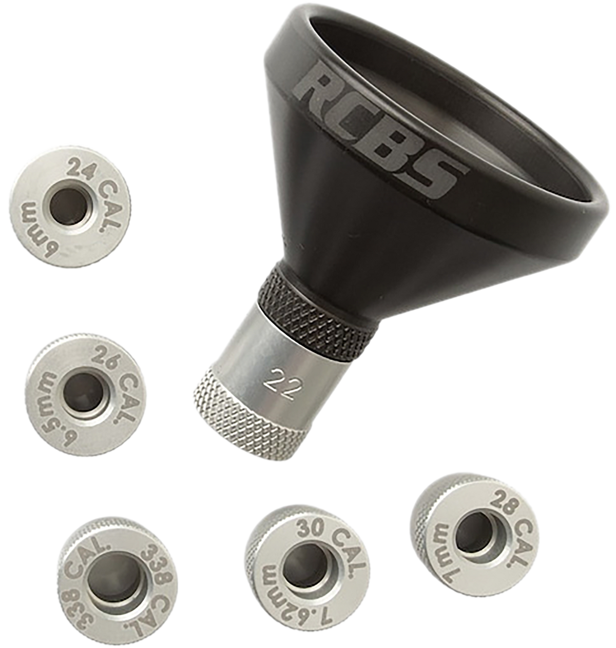 RCBS MatchMaster Powder Funnel Kit Aluminum - Multi-Caliber Adapters