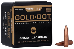 Speer Ammo Gold Dot .264 120gr Bonded Soft Point Reloading Bullets - 50/Box