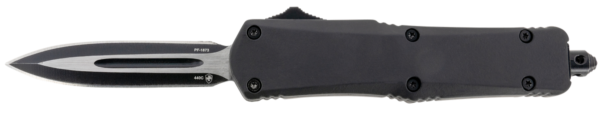 Templar Knife SBR131 Gen II Small 2.69" OTF Dagger Plain 440C Black Oxide Stonewashed SS Blade 4.31" Black Aluminum/Rubber Handle