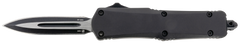 Templar Knife SBR131 Gen II Small 2.69" OTF Dagger Plain 440C Black Oxide Stonewashed SS Blade 4.31" Black Aluminum/Rubber Handle