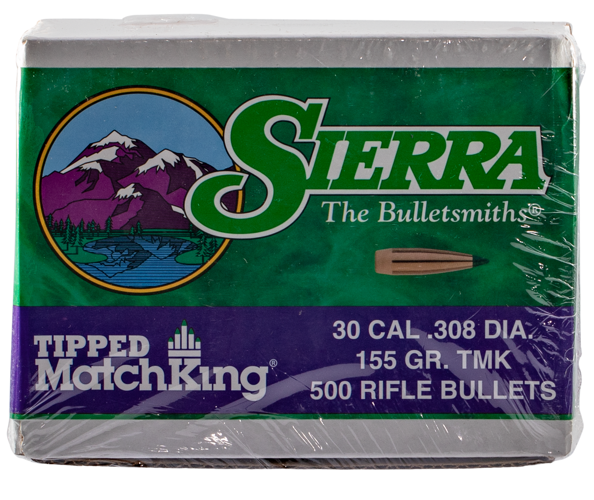 Sierra 7755C Tipped MatchKing 30 Cal .308 155gr Polymer Tip Reloading Bullets - 500/Box