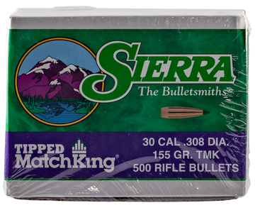 Sierra 7755C Tipped MatchKing 30 Cal .308 155gr Polymer Tip Reloading Bullets - 500/Box