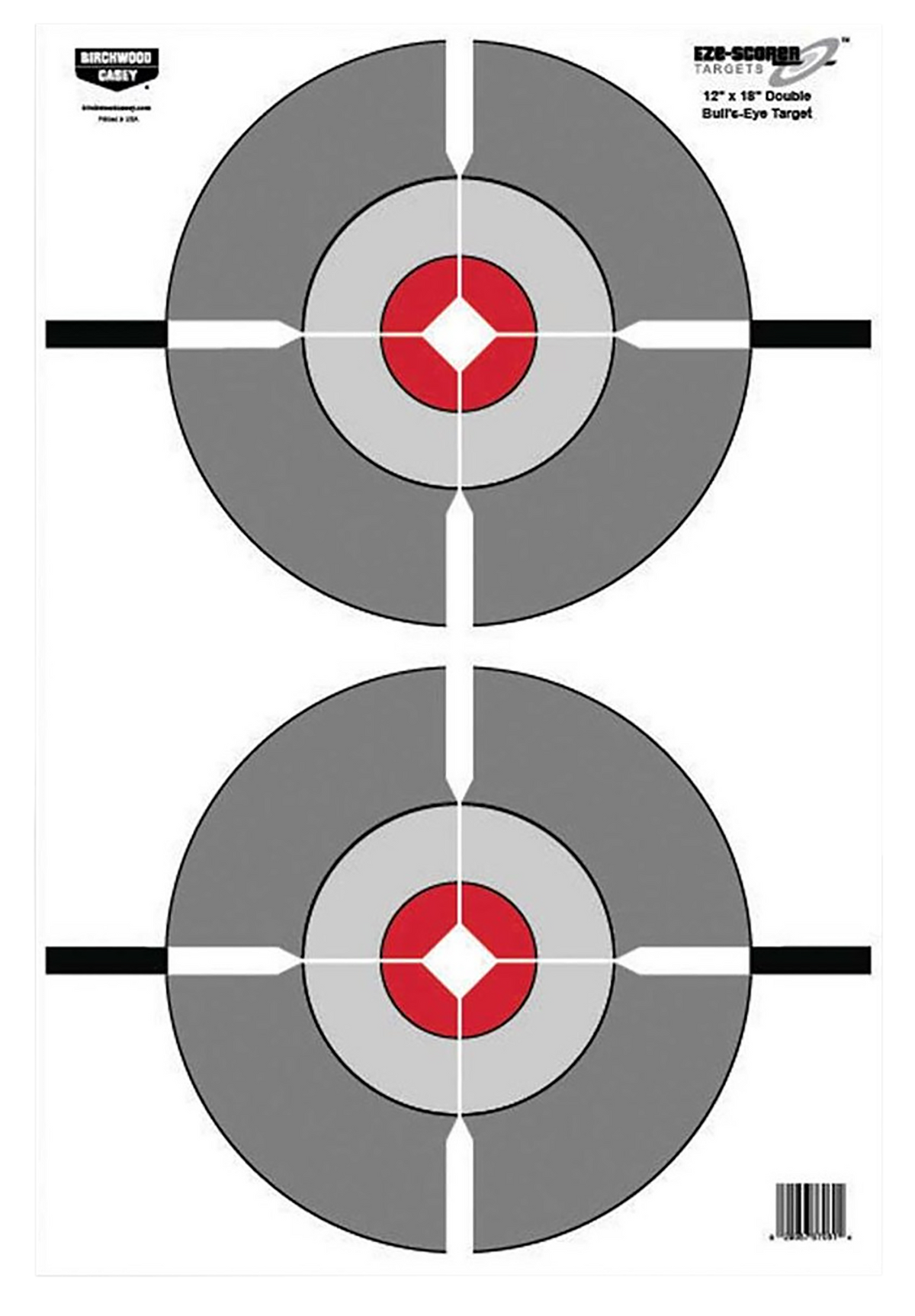 Birchwood Casey EZE-Scorer 12" x 18" Double Bullseye Paper Target - 100 Per Pack