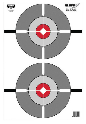 Birchwood Casey EZE-Scorer 12" x 18" Double Bullseye Paper Target - 100 Per Pack