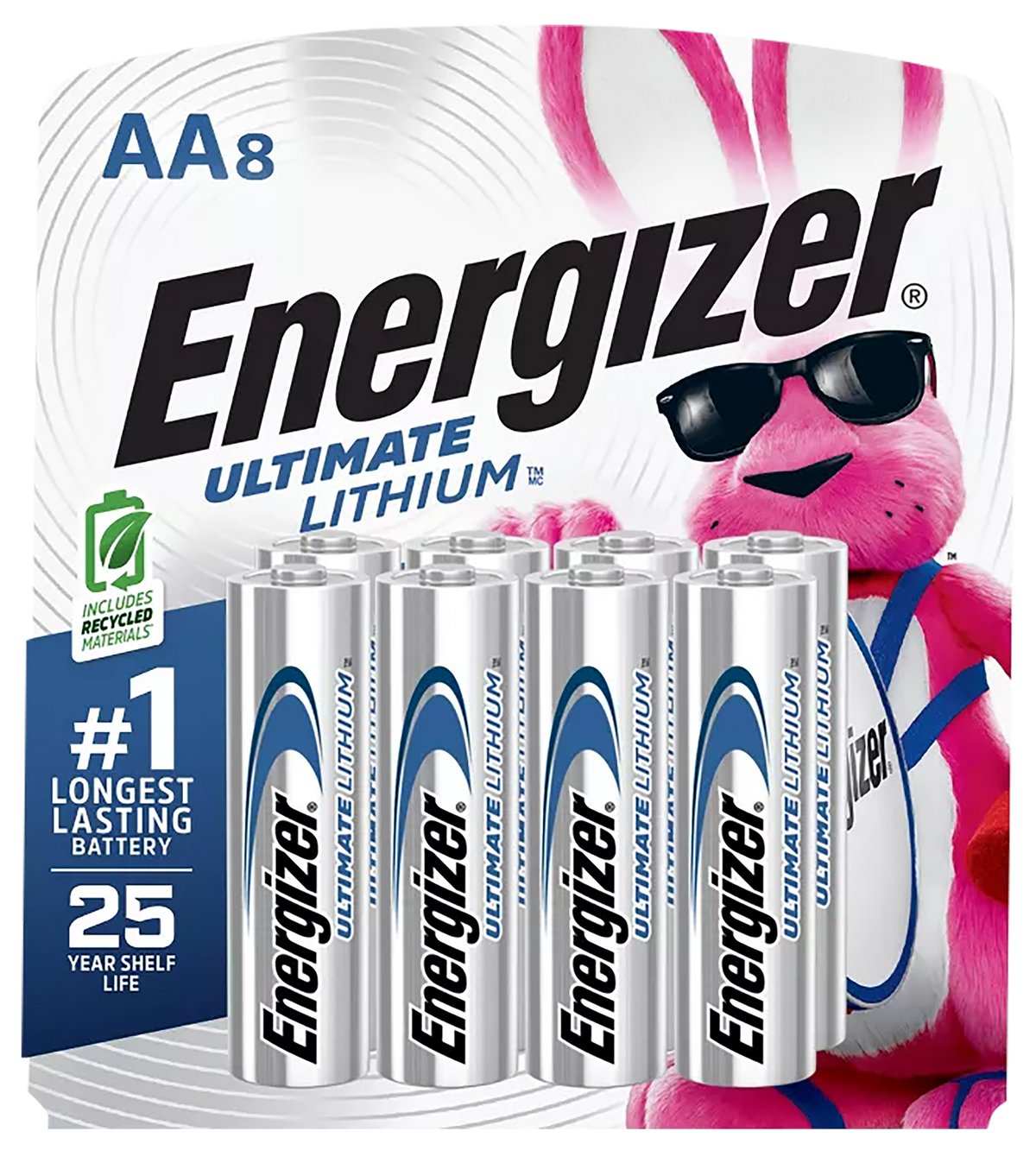 Energizer L91SBP8H3 Ultimate Lithium AA 1.5V Batteries (8-Pack) - Silver