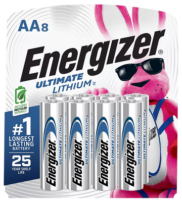 Energizer L91SBP8H3 Ultimate Lithium AA 1.5V Batteries (8-Pack) - Silver