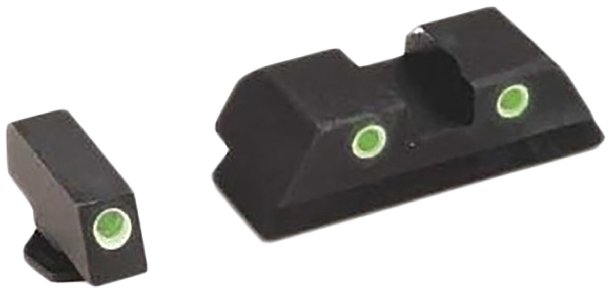 Ameriglo GL119 Classic Tritium Sight Set for Glock Gen 1-4 10mm/.45/.357 - Green Tritium White Outline
