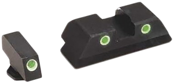 Ameriglo GL119 Classic Tritium Sight Set for Glock Gen 1-4 10mm/.45/.357 - Green Tritium White Outline