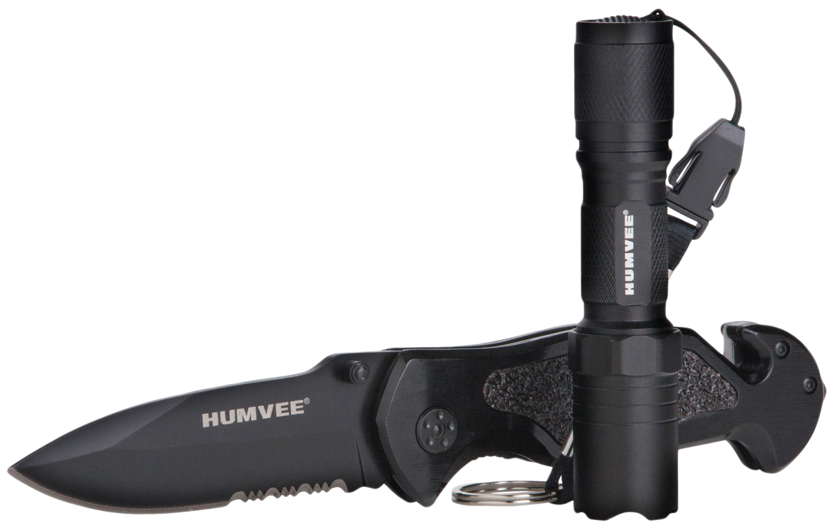 Humvee Accessories Rescue Combo 3.25" Folding Spear Point Part Serrated Stainless Steel Knife