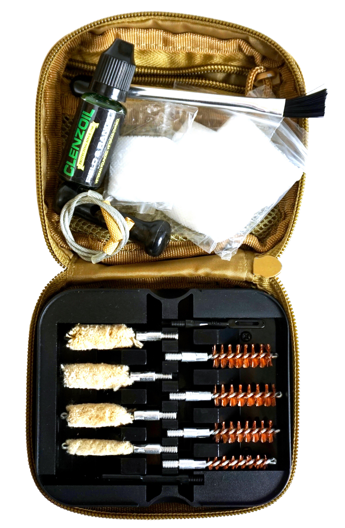 Clenzoil 2076 Field & Range Cleaning Kit Multi-Caliber Pistol 17-Piece Tan
