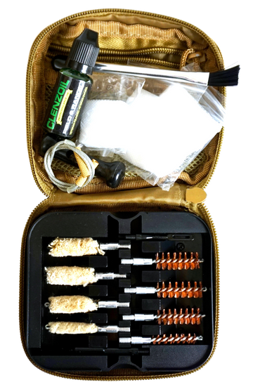 Clenzoil 2076 Field & Range Cleaning Kit Multi-Caliber Pistol 17-Piece Tan