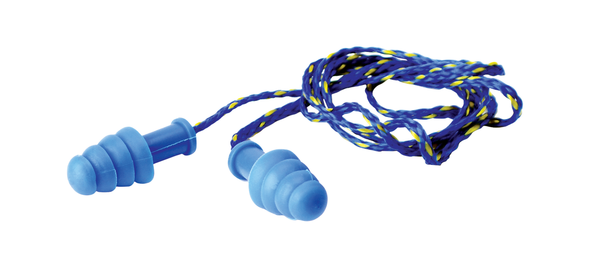 Walkers Game Ear Corded Rubber Ear Plugs 27 dB Blue In The Ear 1 Pair